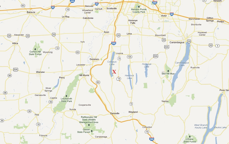 Map showing 5709 Turkey Hill Road, Conesus, NY