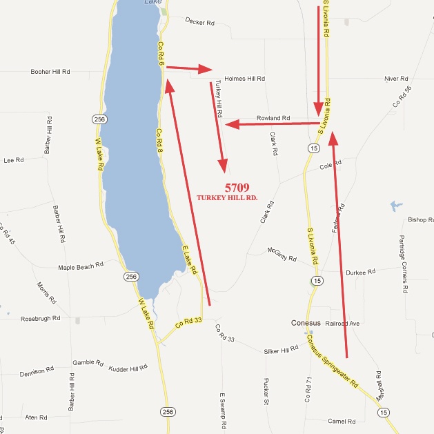 Map showing 5709 Turkey Hill Road, Conesus, NY